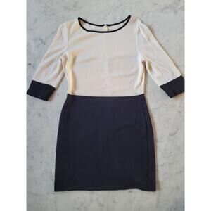 ST. JOHNS Collection Colorblock White and Dark Navy Sheath Dress Size 10